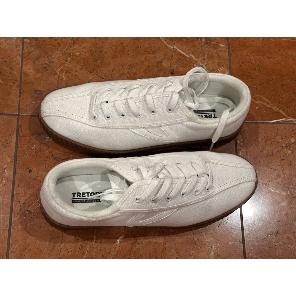 TRETORN WHITE CANVAS NYLITE SNEAKERS GUM SOLE 9.5 M NEW NWOB - Picture 7 of 8